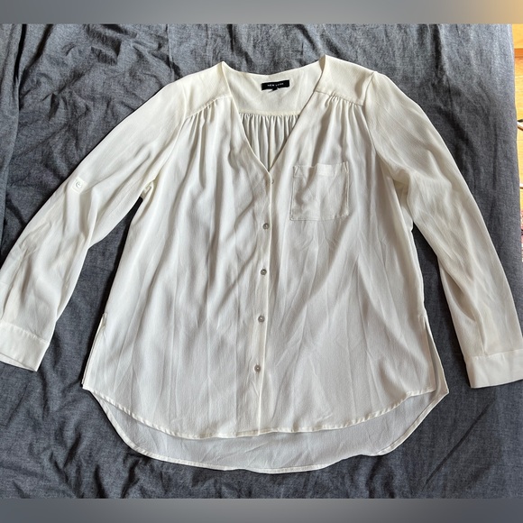 New Look Women’s Cream Blouse. Long Sleeves. Semi-Sheer. Size US12/UK14 - Picture 1 of 7